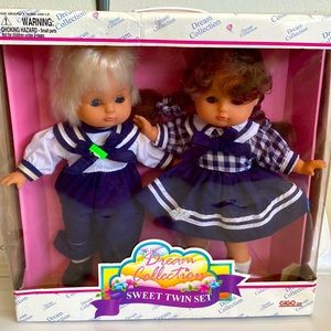 Vintage Dream Collection Twin boy and girl navy sailor outfits Doll Set